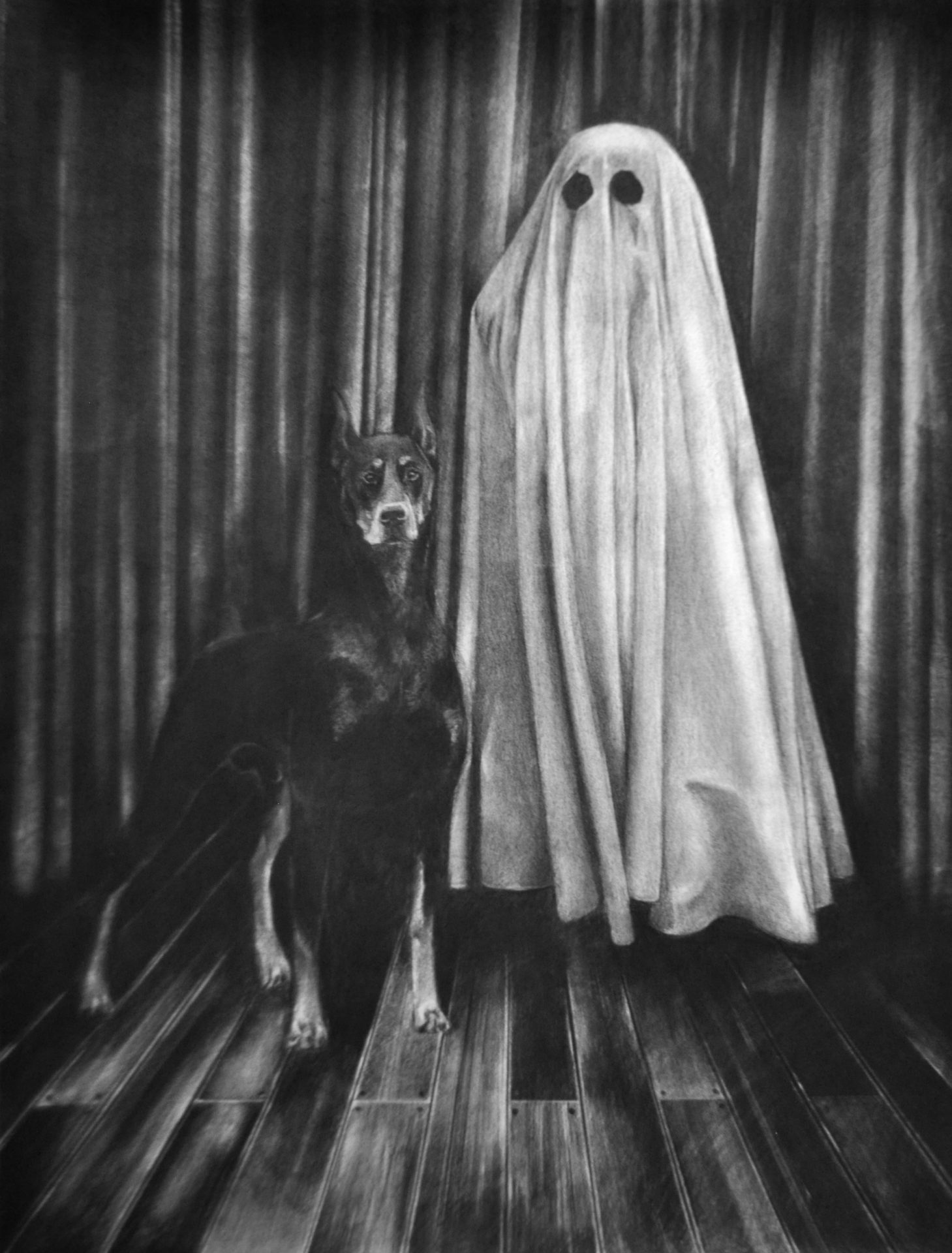 Dog, fusain sur papier, 50 x 65 cm, 2015, Collection privée