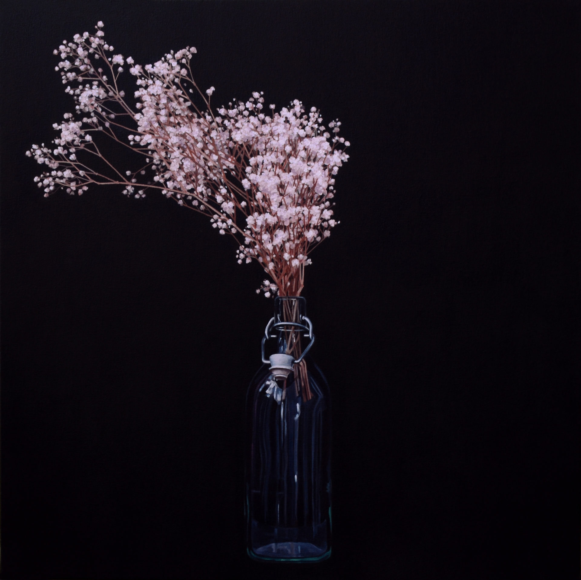 Le vase, huile sur toile, 80 x 80 cm, 2018, Collection privée