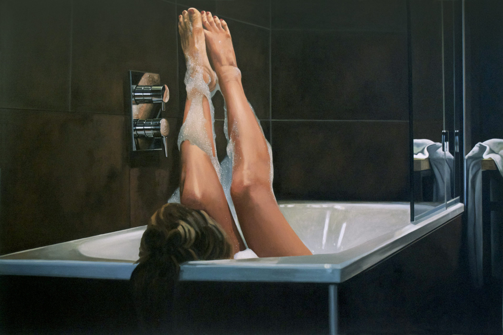Dans le bain, huile sur toile, 116 x 81 cm, 2014, Collection privée