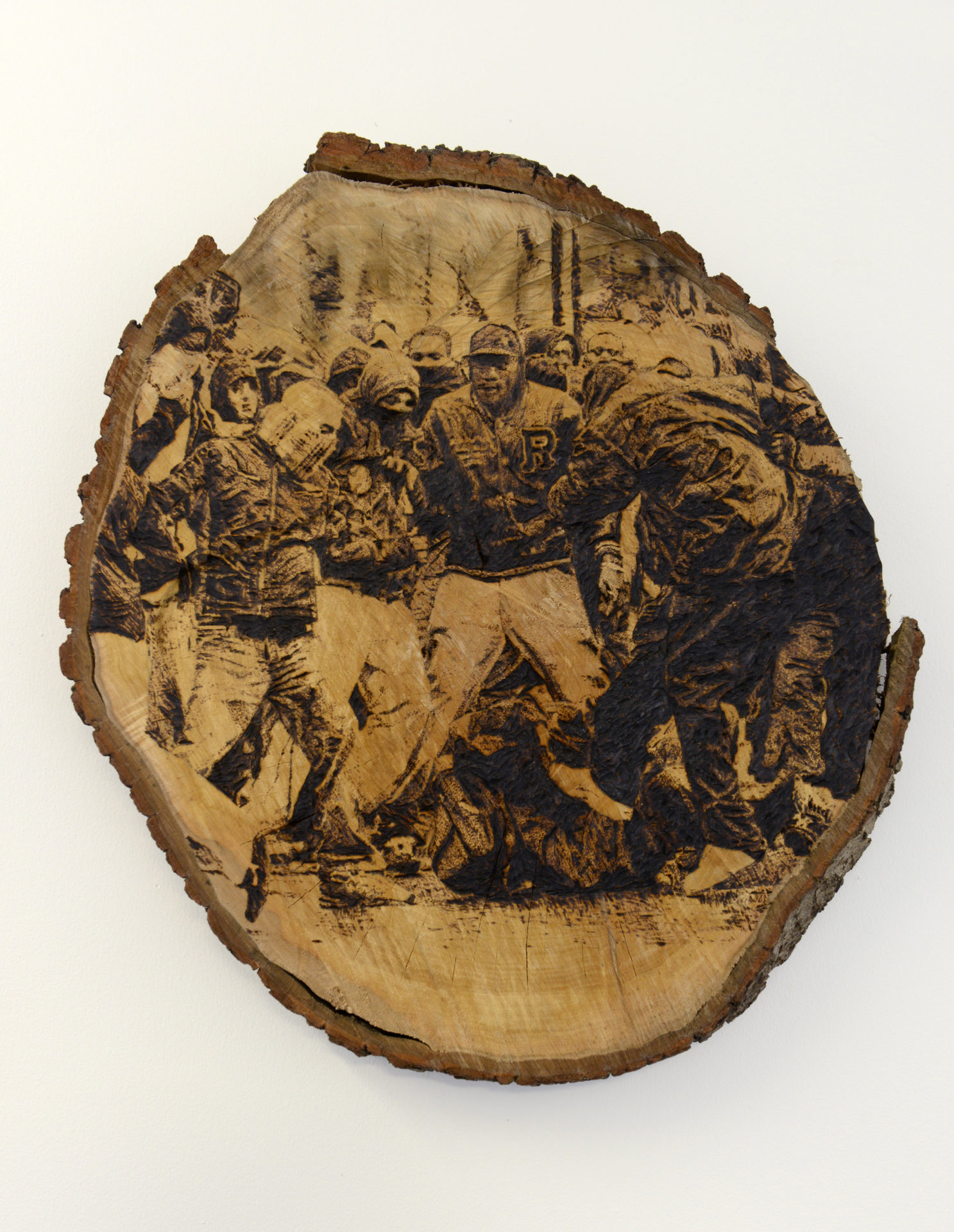 Sans titre 2, pyrogravure sur bois, 50 x 40 cm, 2015, Collection privée
