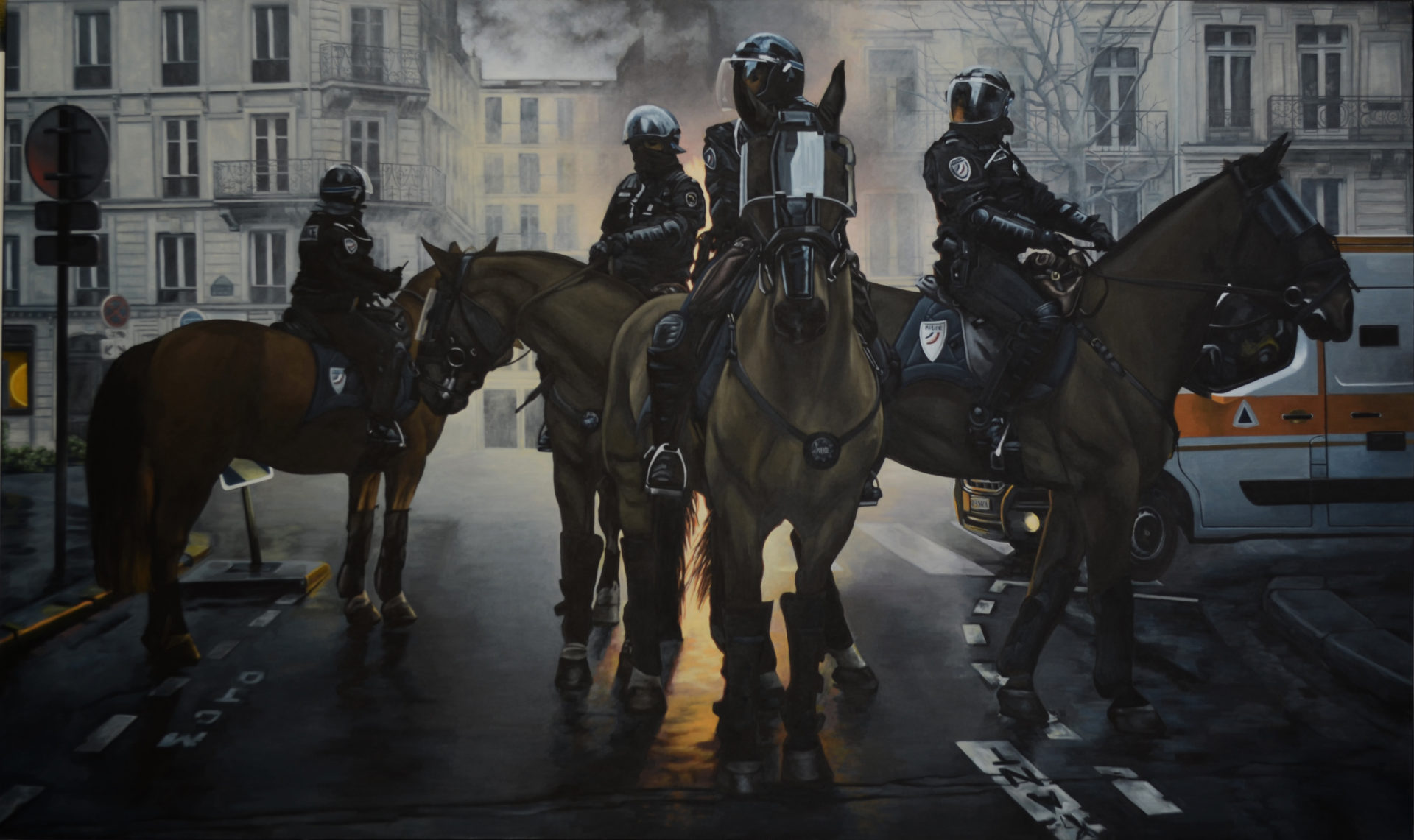 Les cavaliers de l'apocalypse, huile sur toile, 97 x 162 cm, 2019, Collection privée