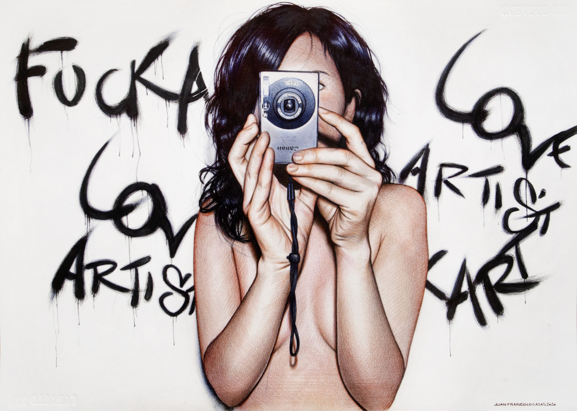 Fuck art love artists, stylo bic couleurs sur papier, 30 x 42 cm, 2020